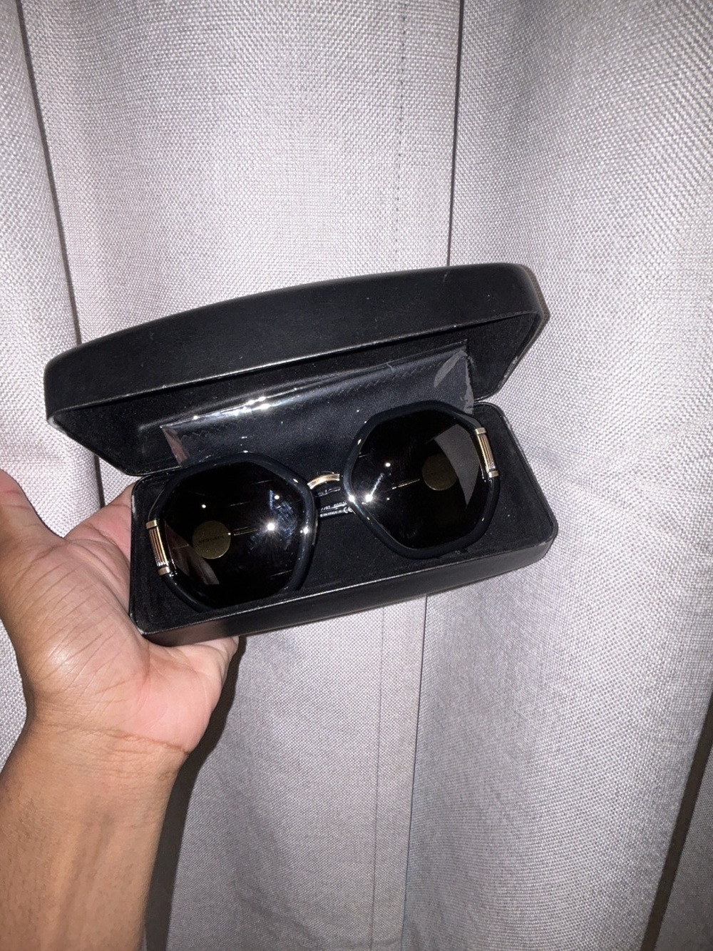 Versace Black and Gold Octagonal Sunglasses - Picture 6 of 12